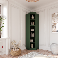 Estante de Canto em Madeira Maciça – Acabamento na cor verde | Coleção Biblioteca